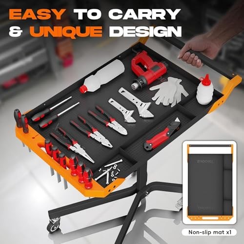 Adjustable Work Bench,Work Benches for Garage,Tool Cart On Wheels,Mobile