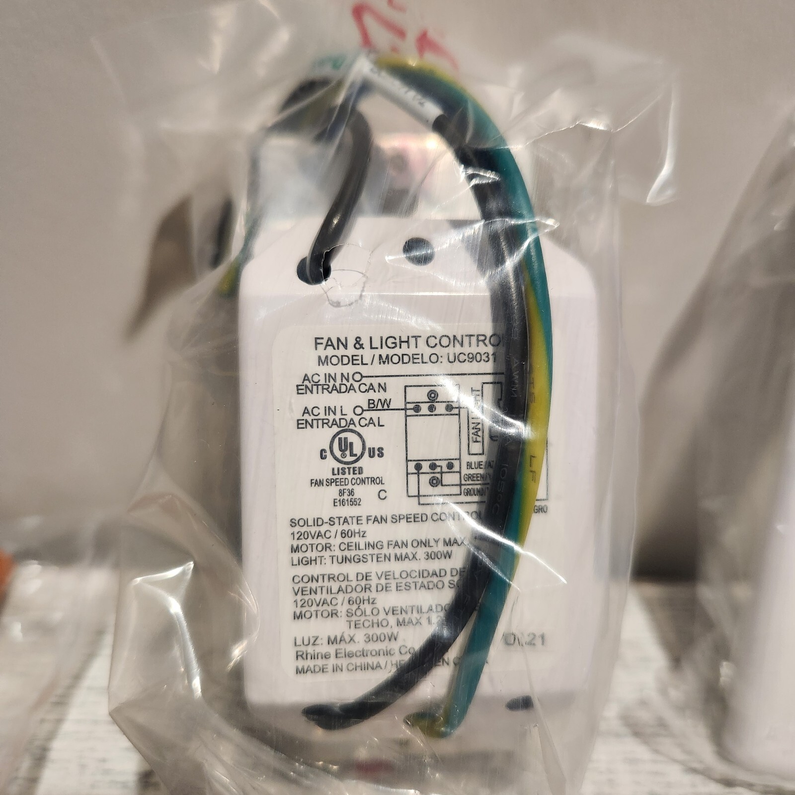 Rhine Solid State UC9031 Electric Ceiling Fan Light Control Switch Dual Slide