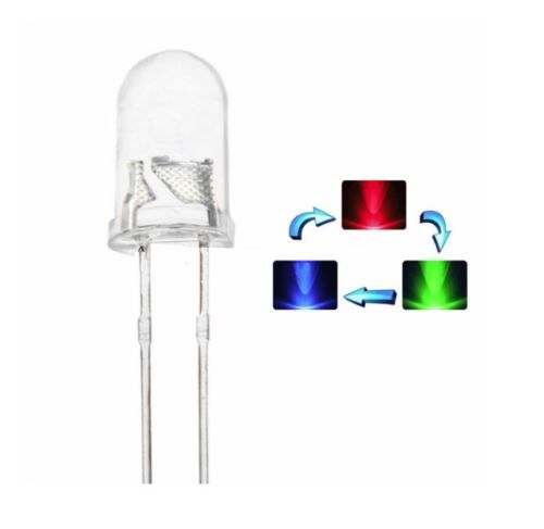 50Pcs NEW LED RGB Rainbow FAST flash 2-PINS F5 5MM Super Bright Bulb Lamp C9