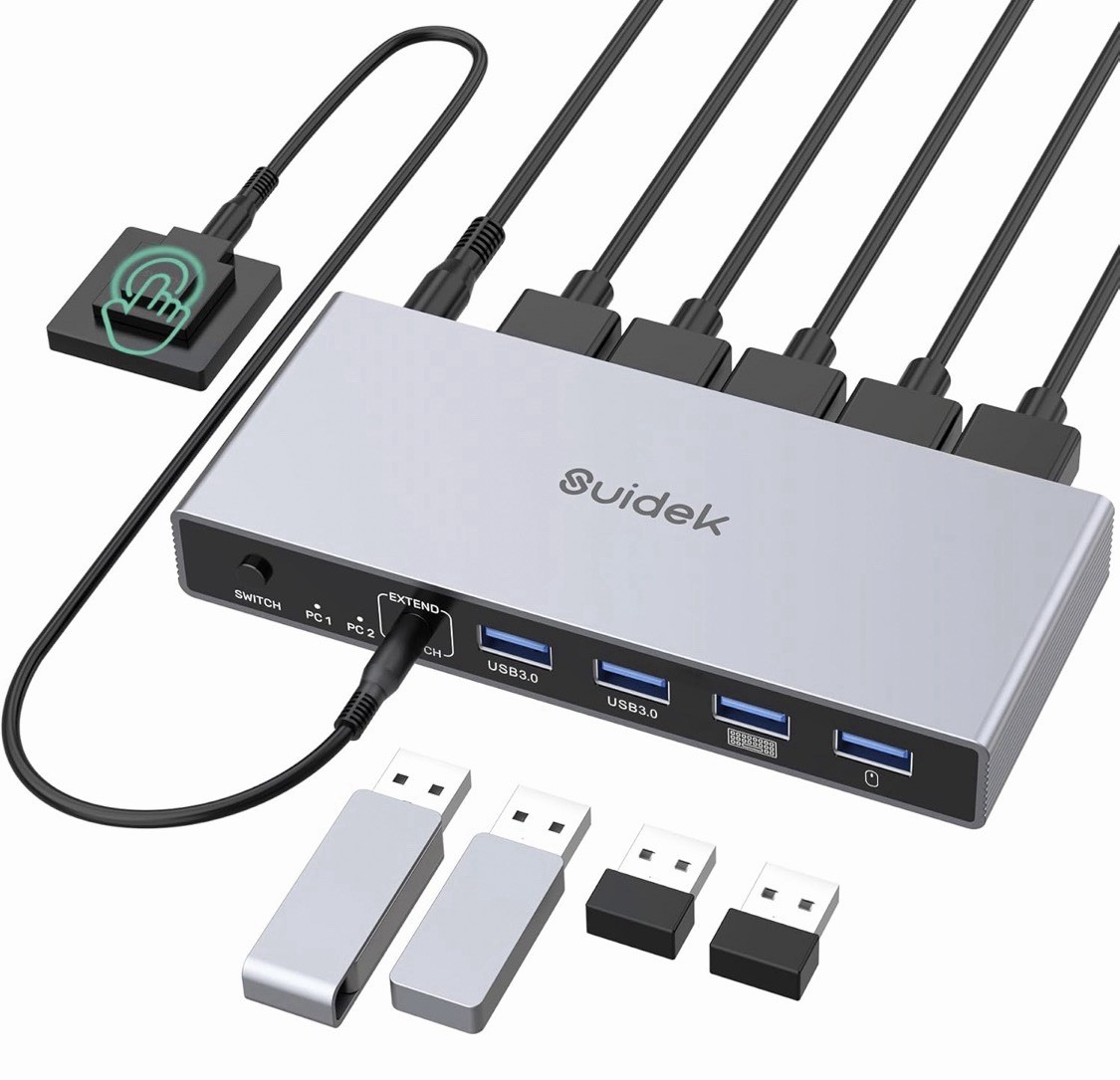 Suidek SJW-DP202C  Displayport KVM Switt KVM Switch 3.0 KVM Switcher 4 USB Ports