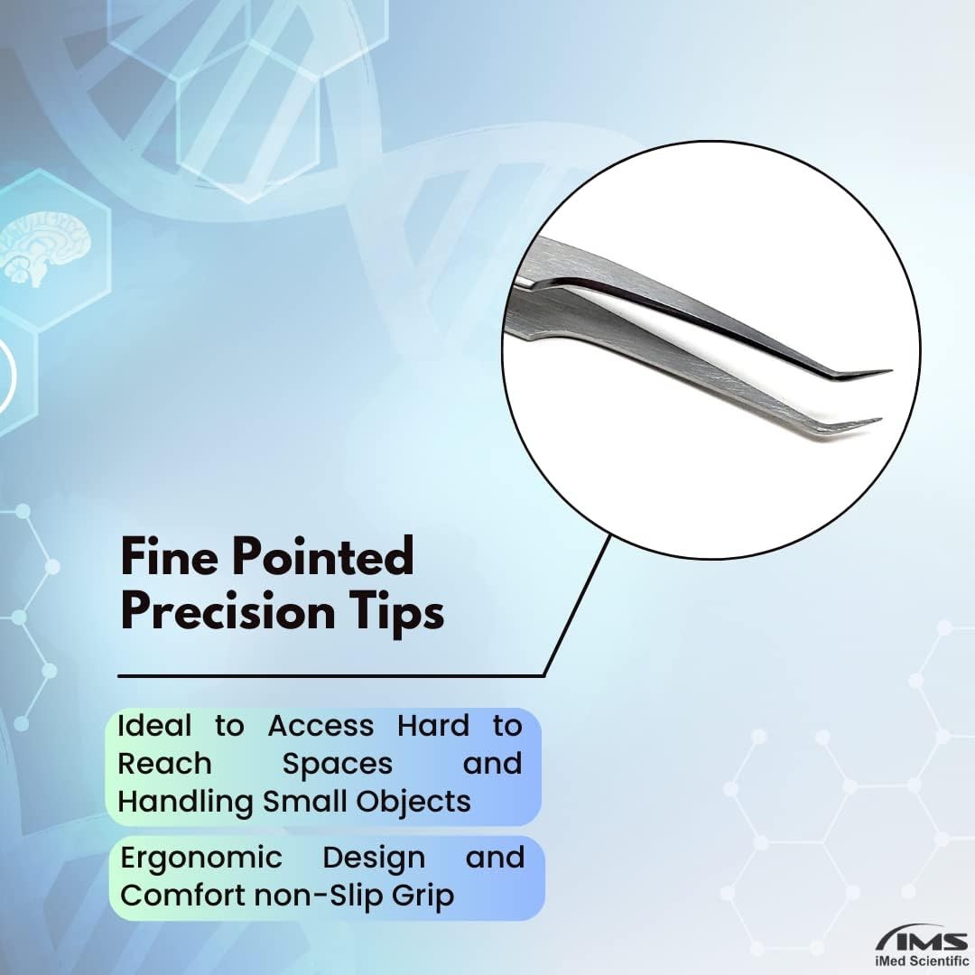 High Precision Stainless Steel Lab Tweezer/Forceps with Fine Pointed Tips 4.75"