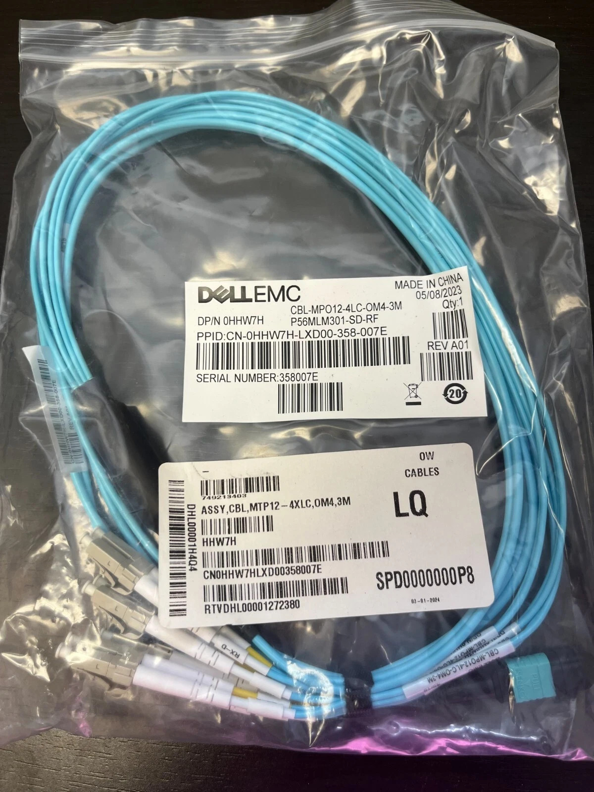 NEW SEALED Dell EMC CBL-LC-OM4-30M 10 25Gb LC-LC OM4 30 Meter Fiber Cable PGJT0