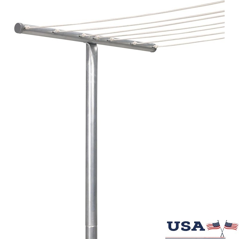 90 Inch Tall Single T Post Outdoor Clothesline Galvanized Steel Sturdy Setup New