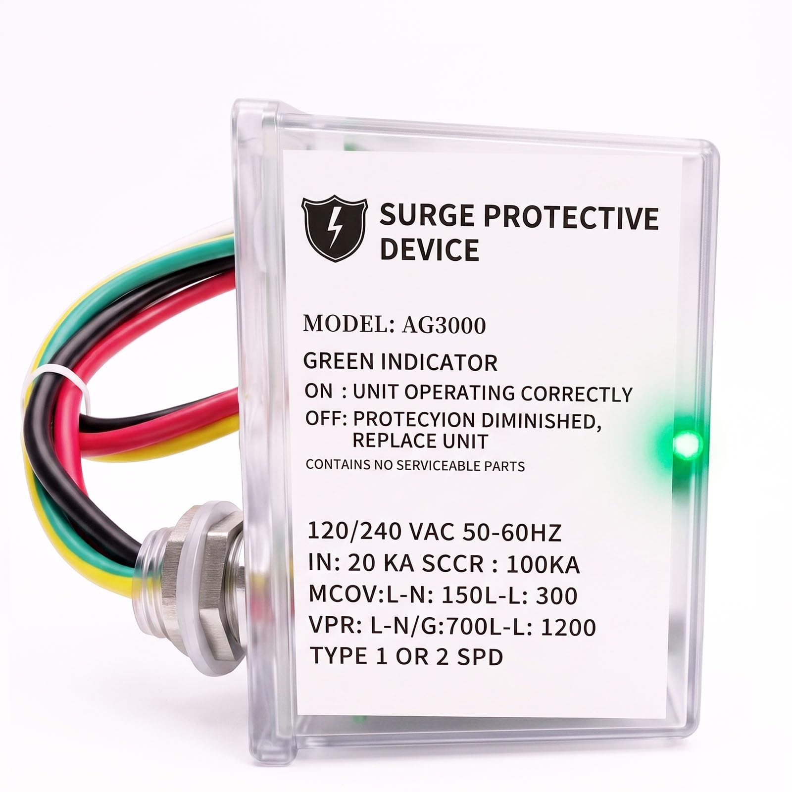 AG3000 HVAC Surge Protector 120/240V with TPMOV Technology, 3-Mode Whole Hous...