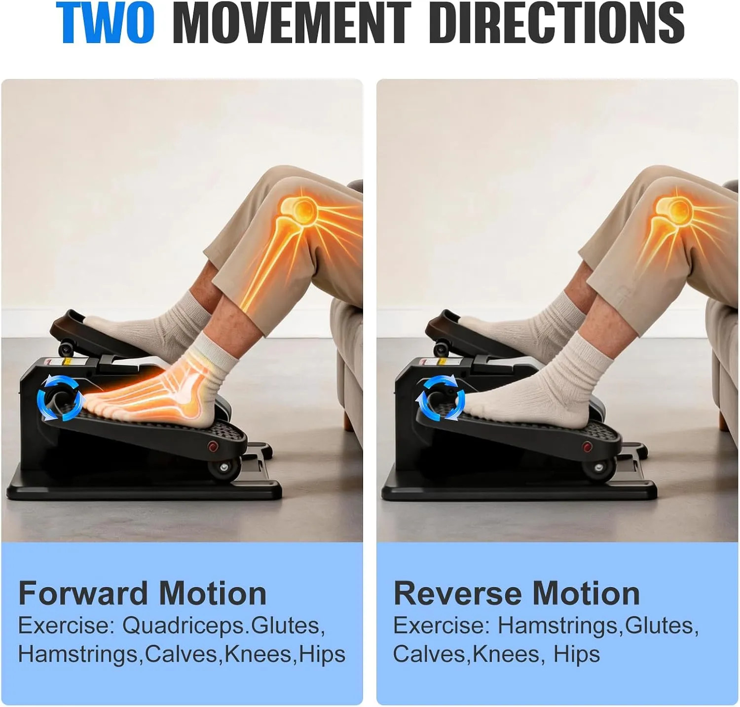 Under Desk Electric Elliptical Machine 12 Speed Leg Exerciser with Remote Con...