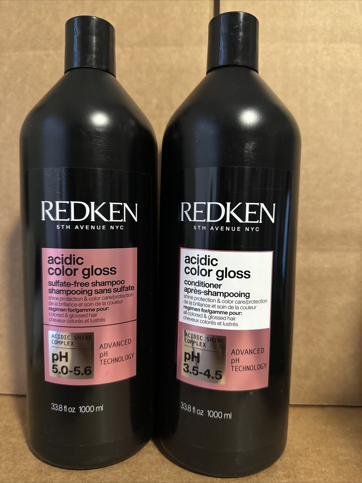 REDKEN Acidic Color Gloss Sulfate Free Shampoo and Conditioner Liter Set-SEALED!