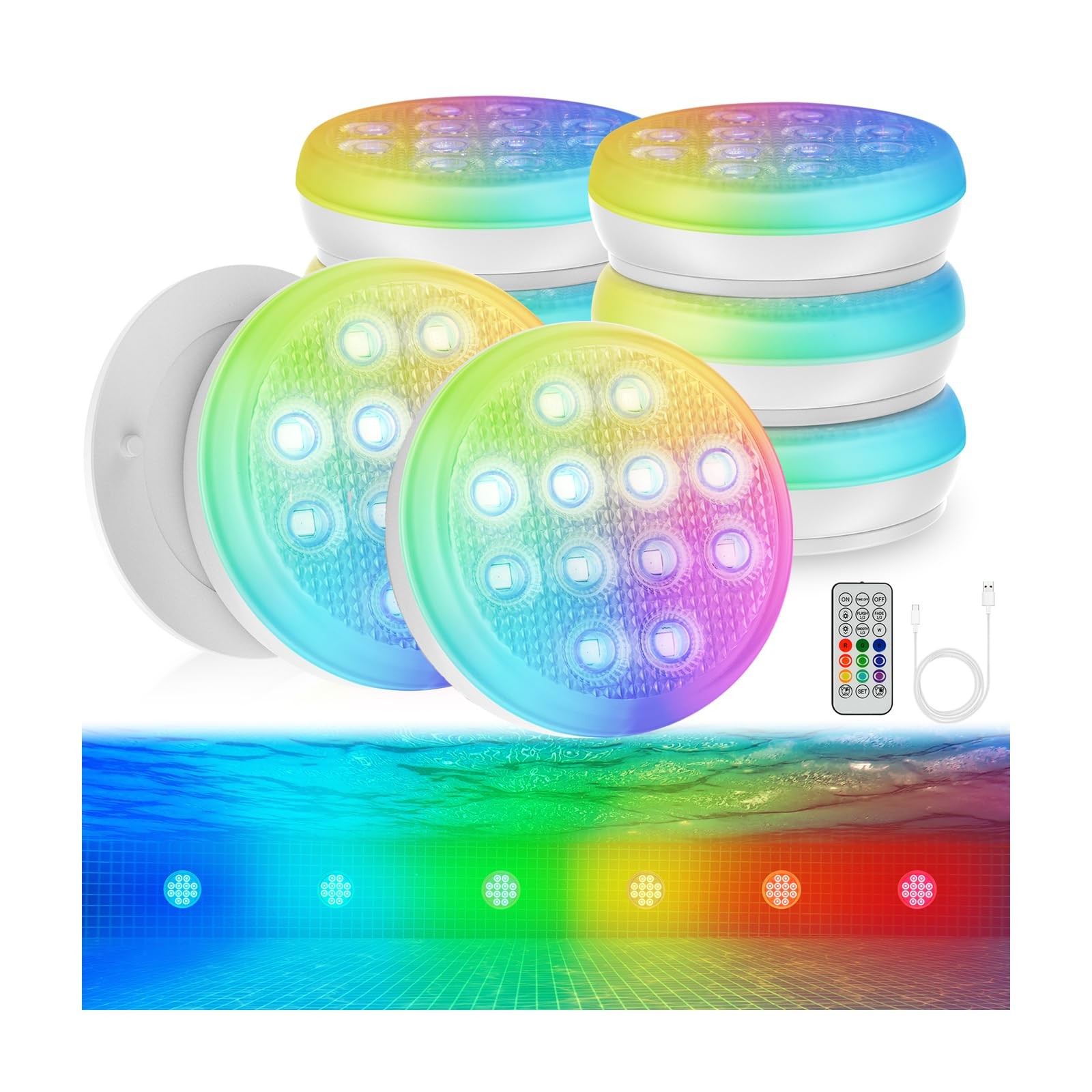 Ydxzbc Pool Lights8 Pack Upgraded Ultra-High Brightness Rechargeable