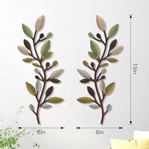 Zzbakress 2 Pcs Colorful Tree Leaf Wall Art Decor Vine Home Wall Decor Unique
