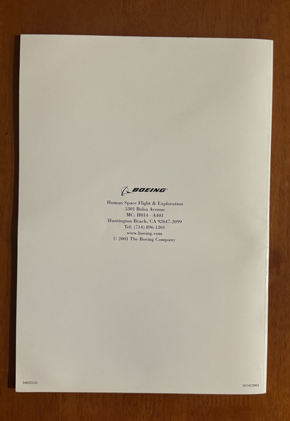 Boeing: Space Flight & Exploration (Program Booklet, 2001) RARE COLLECTIBLE