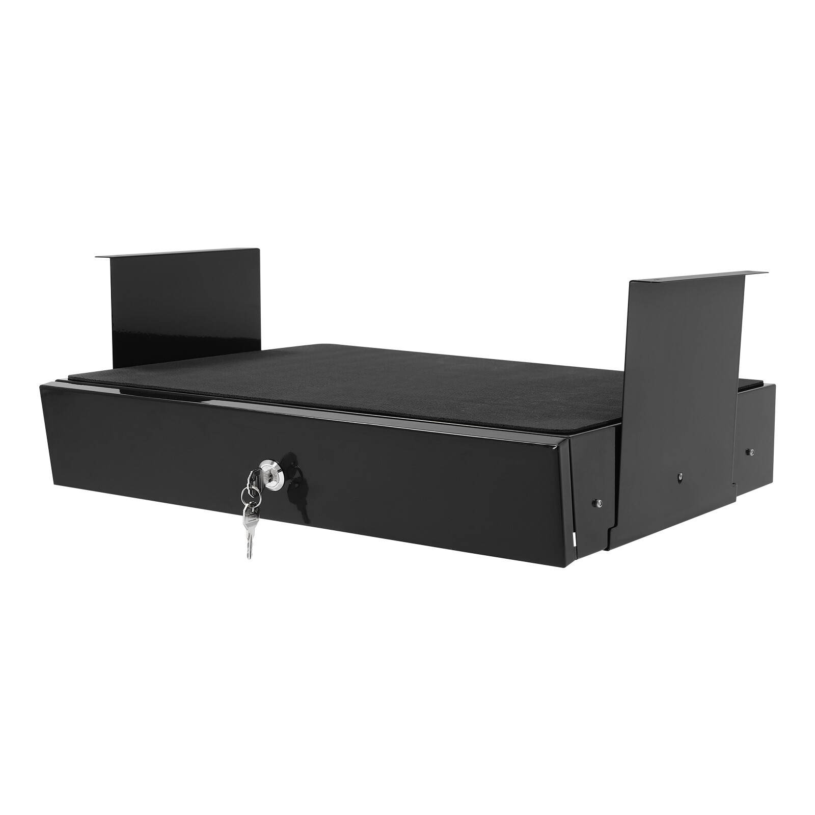 Under Desk Sliding Pull-Out Drawer With Computer Pad & Lock Black