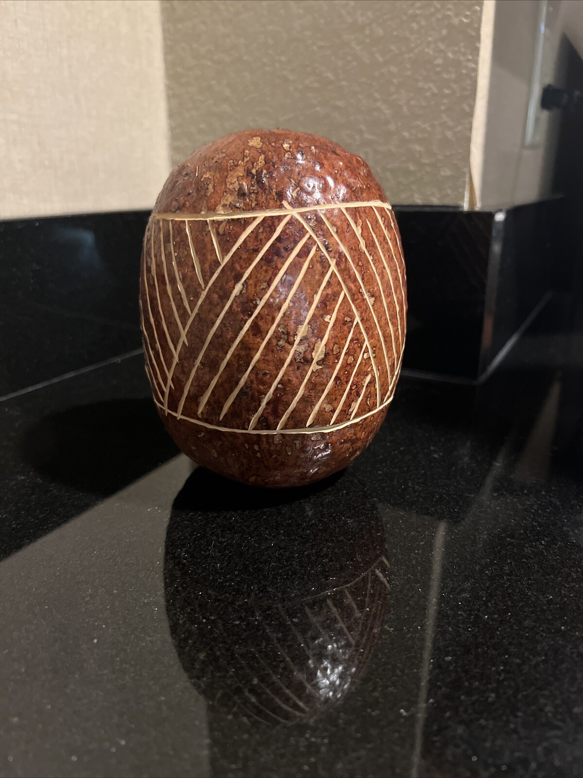 Vintage Peruvian Gourd Rattle Hand Carved Original