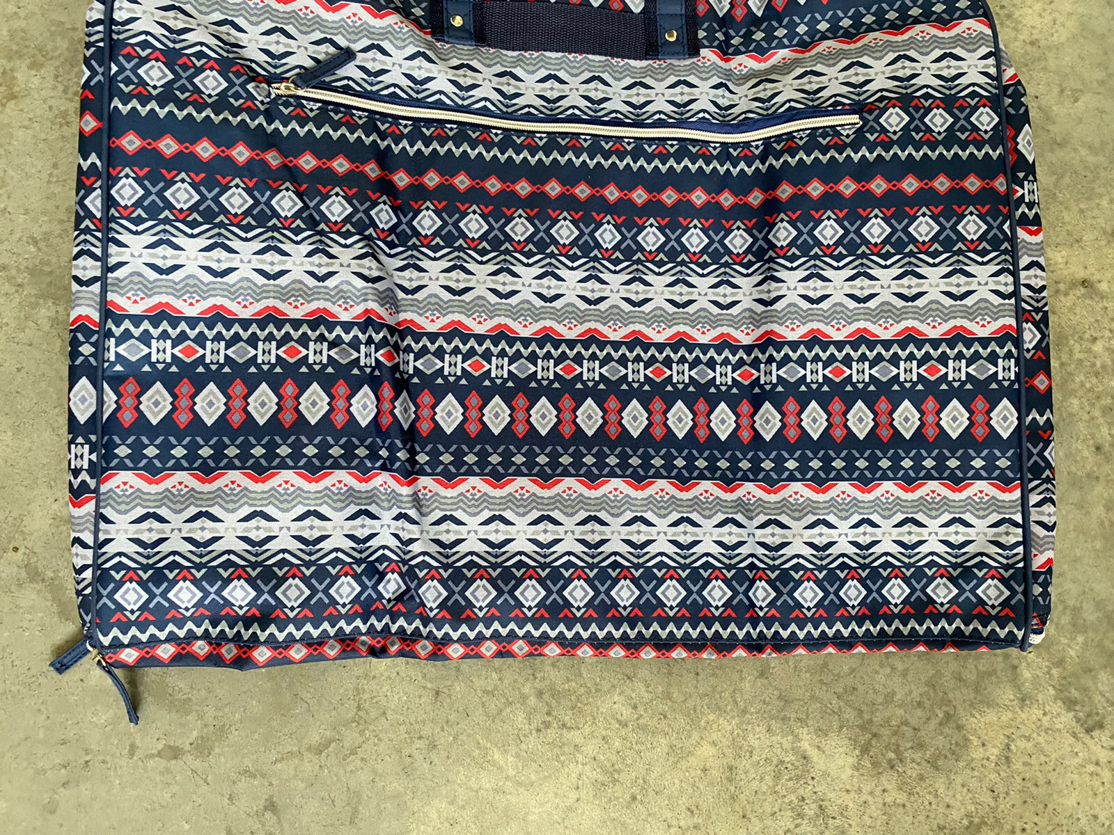 Red Blue Grey Patterned Large Luggage Bag 24” x 20” / A18