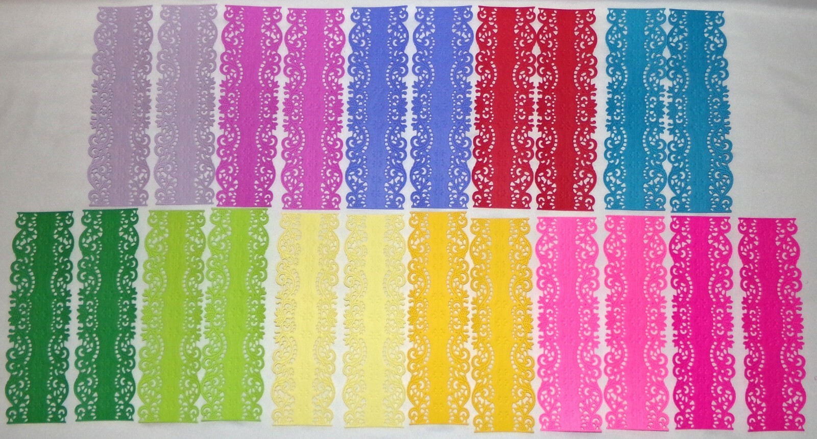 22 pcs Lace Border Edge Die Cuts in Assorted Cardstock Colors Total Free Ship