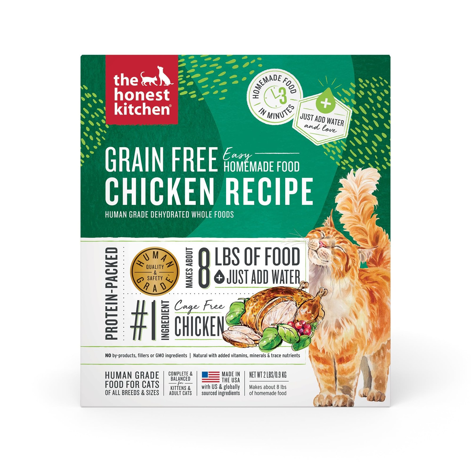 The Honest Kitchen Dehydrated Grain Free Chicken Cat Food, 2 lb Human Grade
