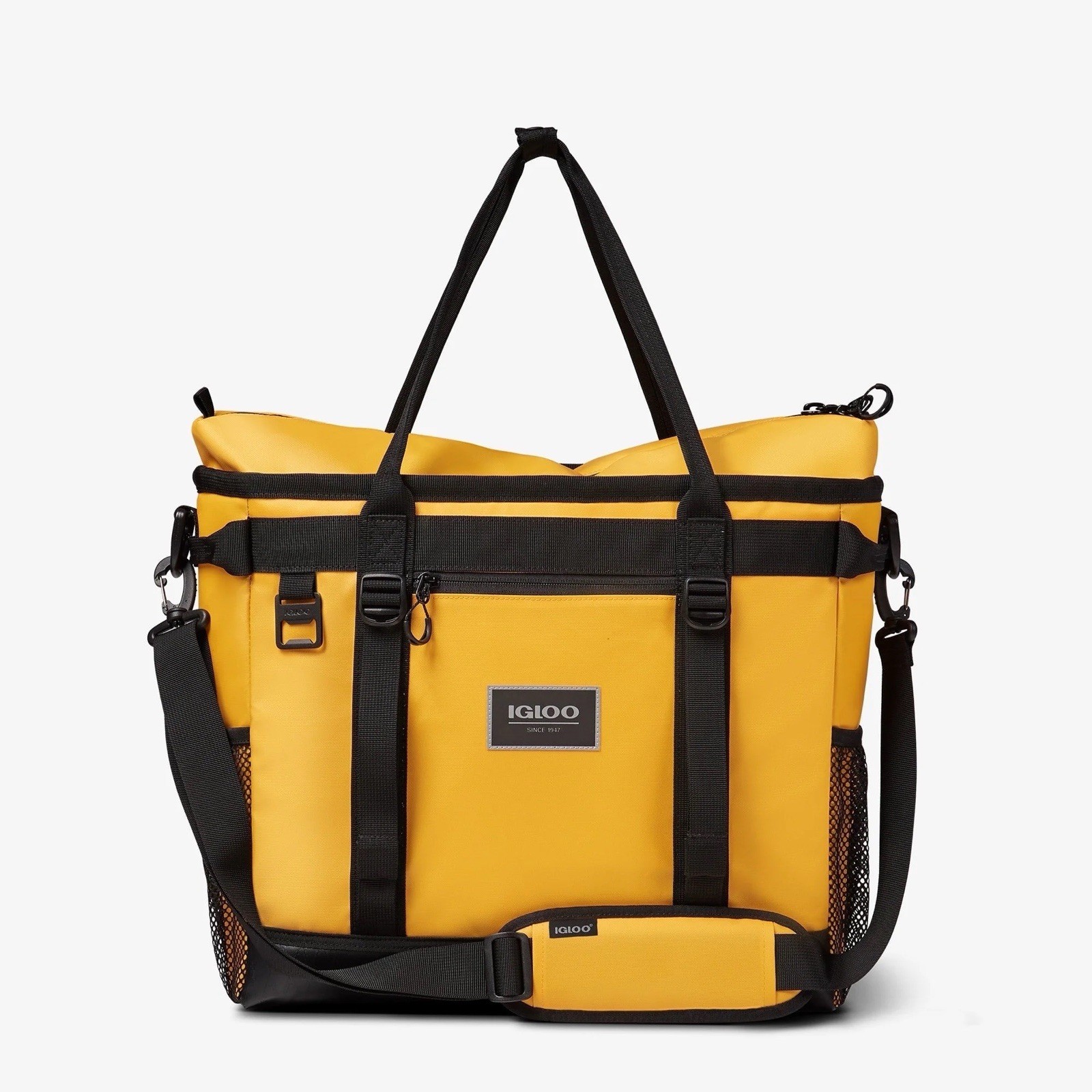 IGLOO 30 Can Capacity Pursuit Tote Cooler Bag With Padded Strap Black And Yellow