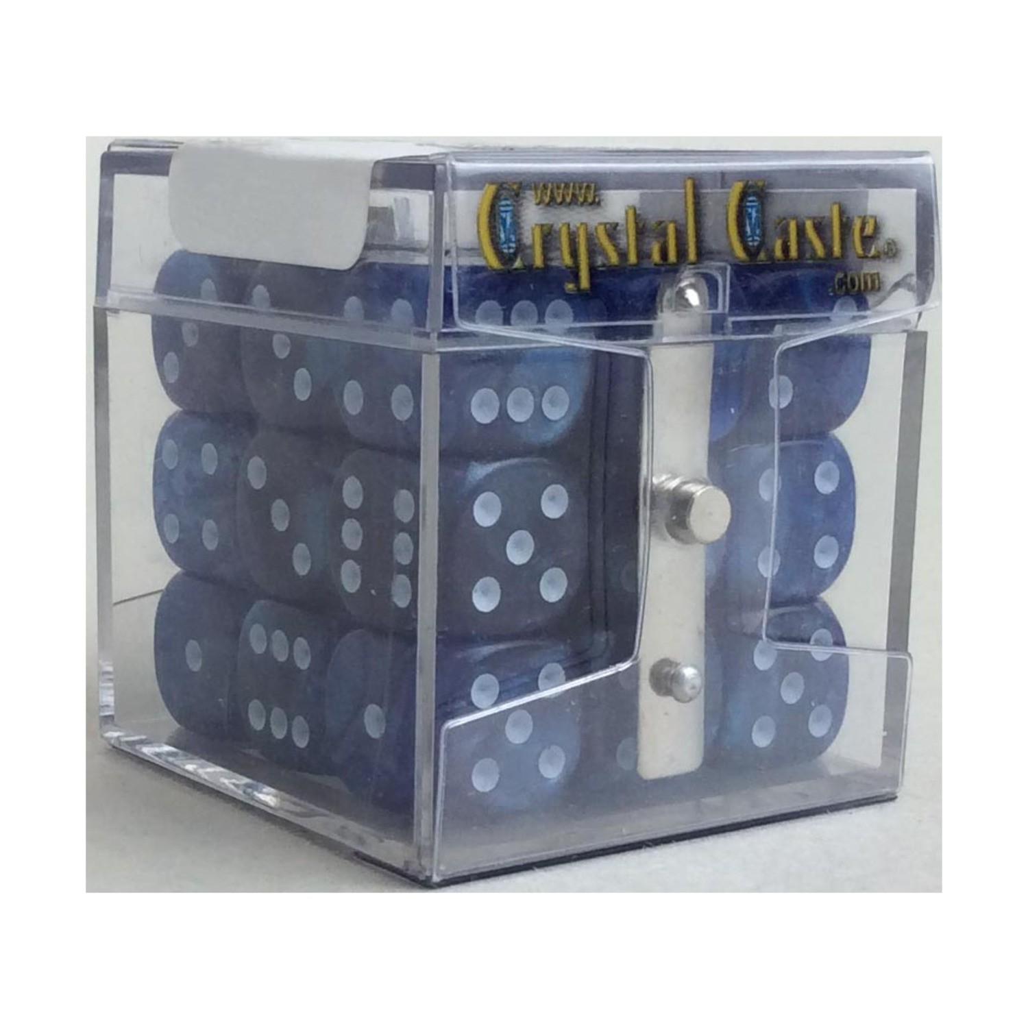 Crystal Caste Dice Pearl 12mm Poly Set d6 12mm Blue w/White (27) New