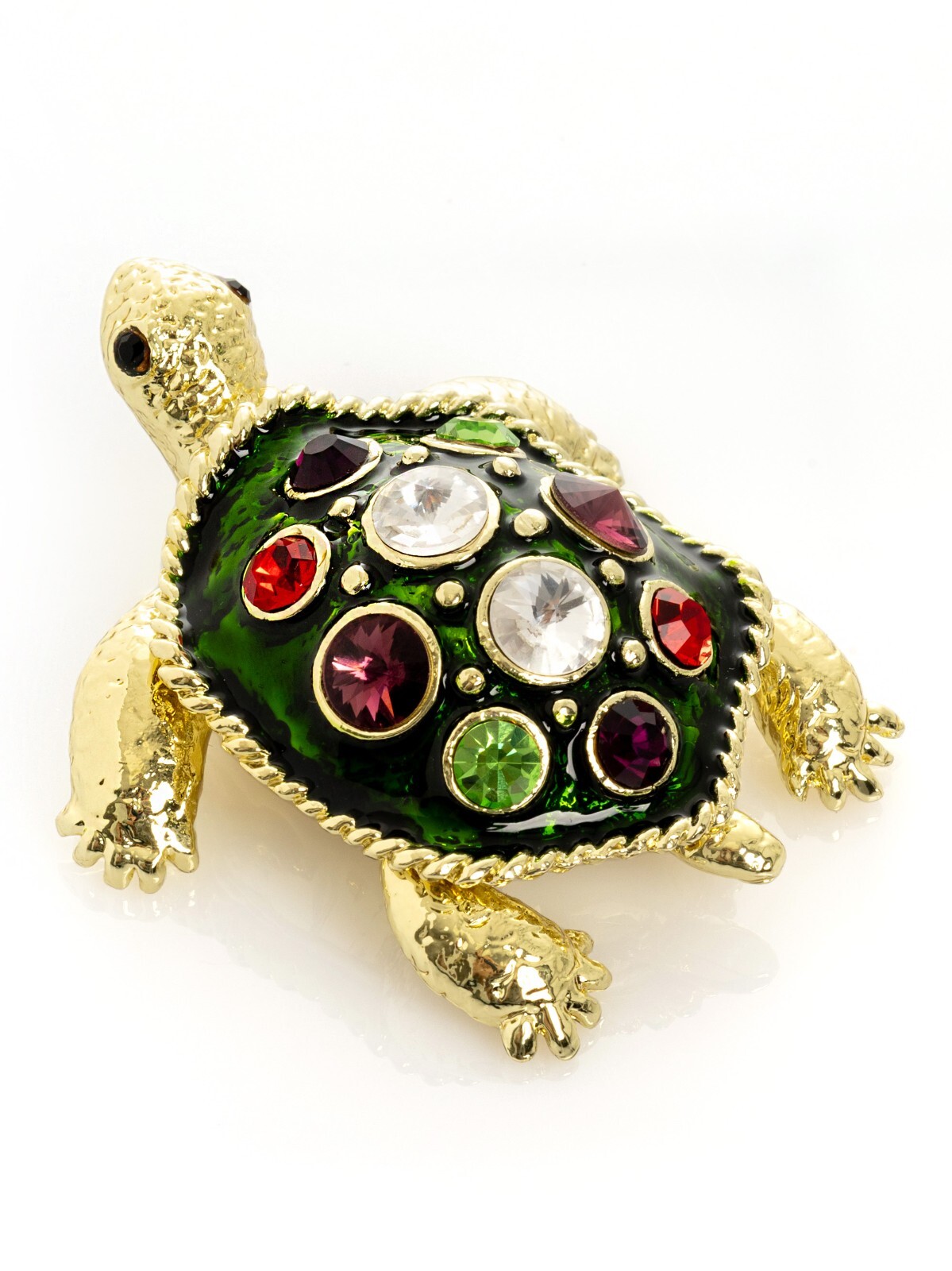 Keren Kopal Golden Turtle Hand made Trinket box Decorated with Austrian Crystals