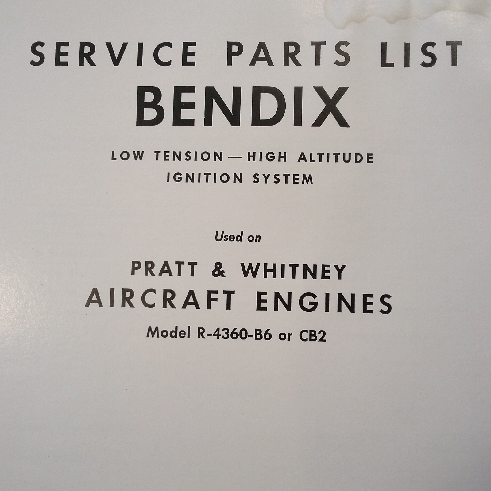 Bendix Scintilla Low Tension Ignition on Pratt & Whitney R-4360 Parts Manual