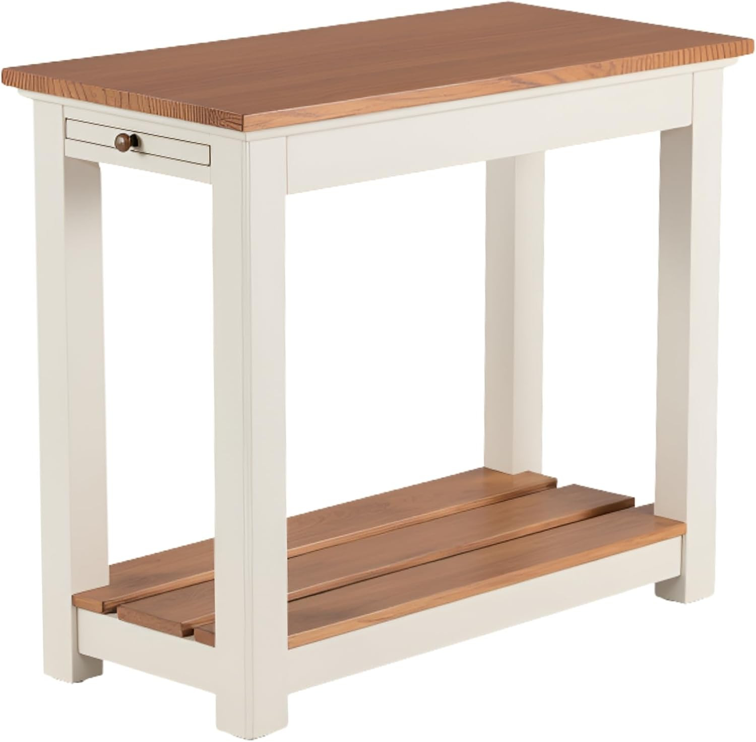 Savannah Narrow End Table – 12” W X 22” D Small Side Table with Pull-Out Tray an