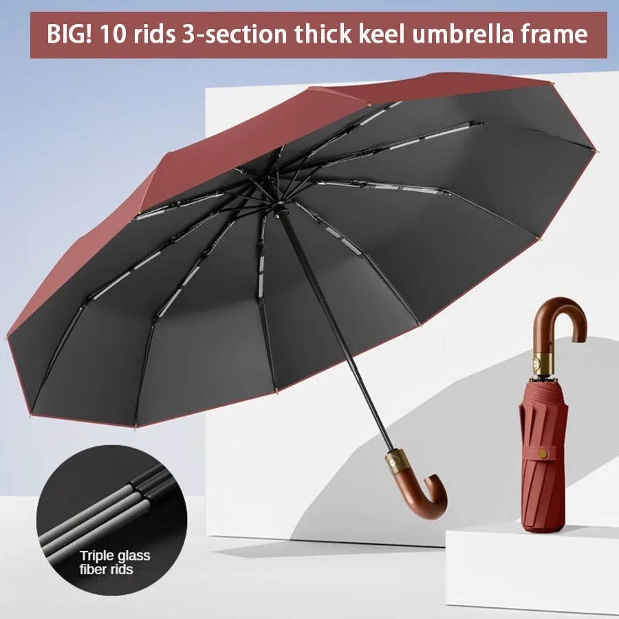 Automatic Folding Umbrella UPF50+ UV Protection Windproof Compact Travel Umbrell