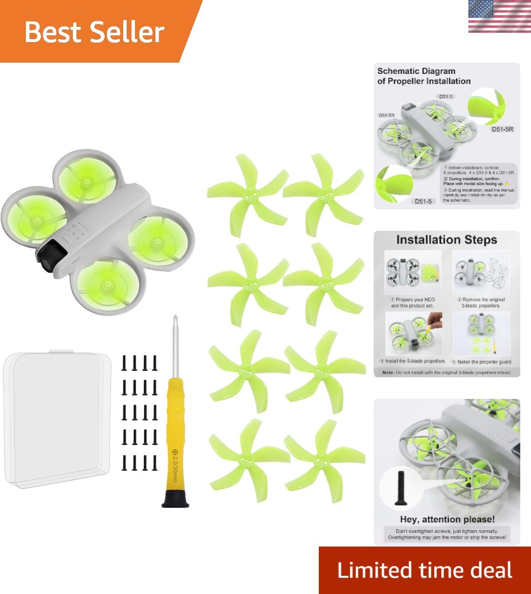 Enhanced Colorful Propellers for DJI NEO 2 - Silent Power & Noise Reduction