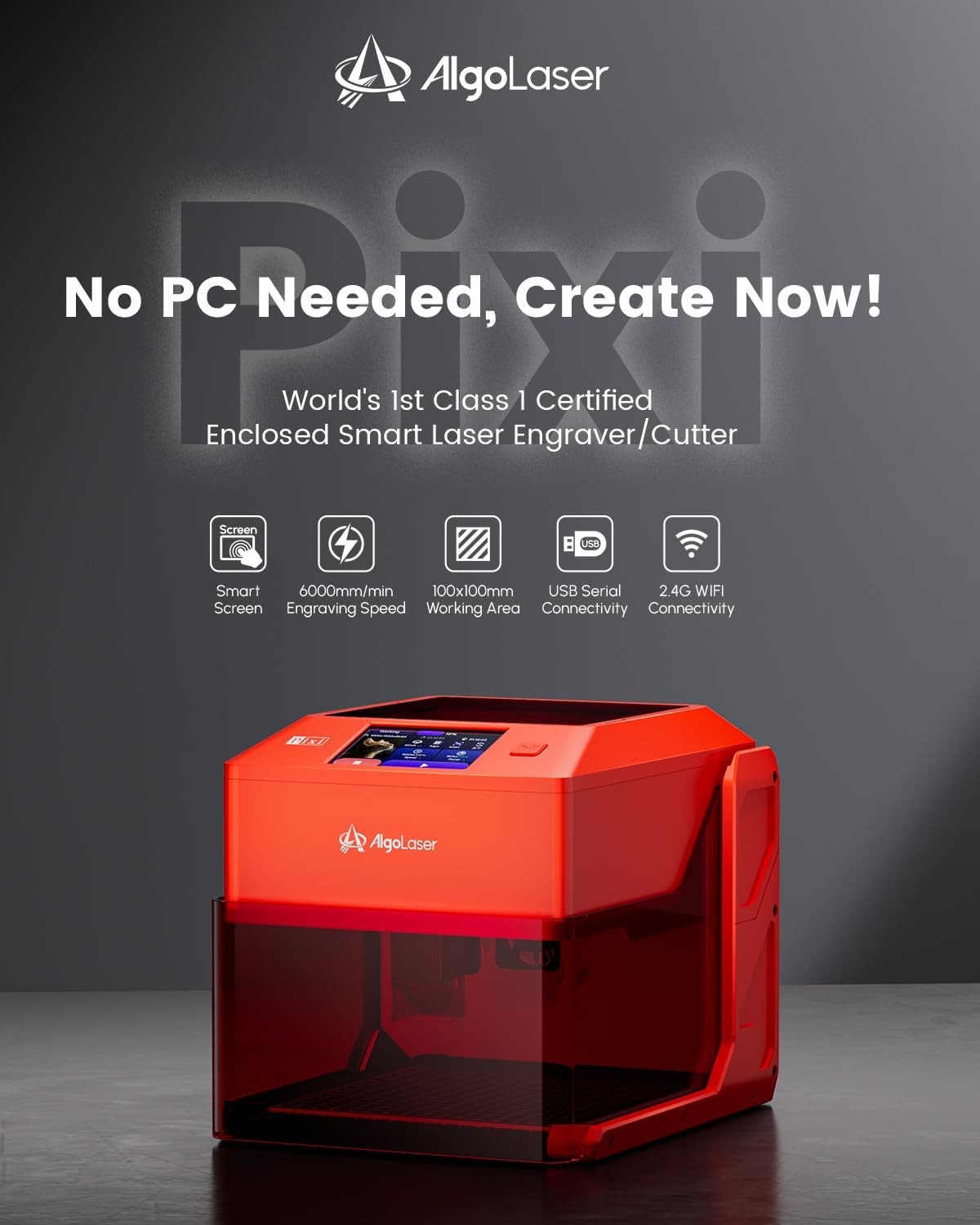 AlgoLaser 5W Laser Engraver Machine: Portable & Smart with 3.5" Touch Screen,...