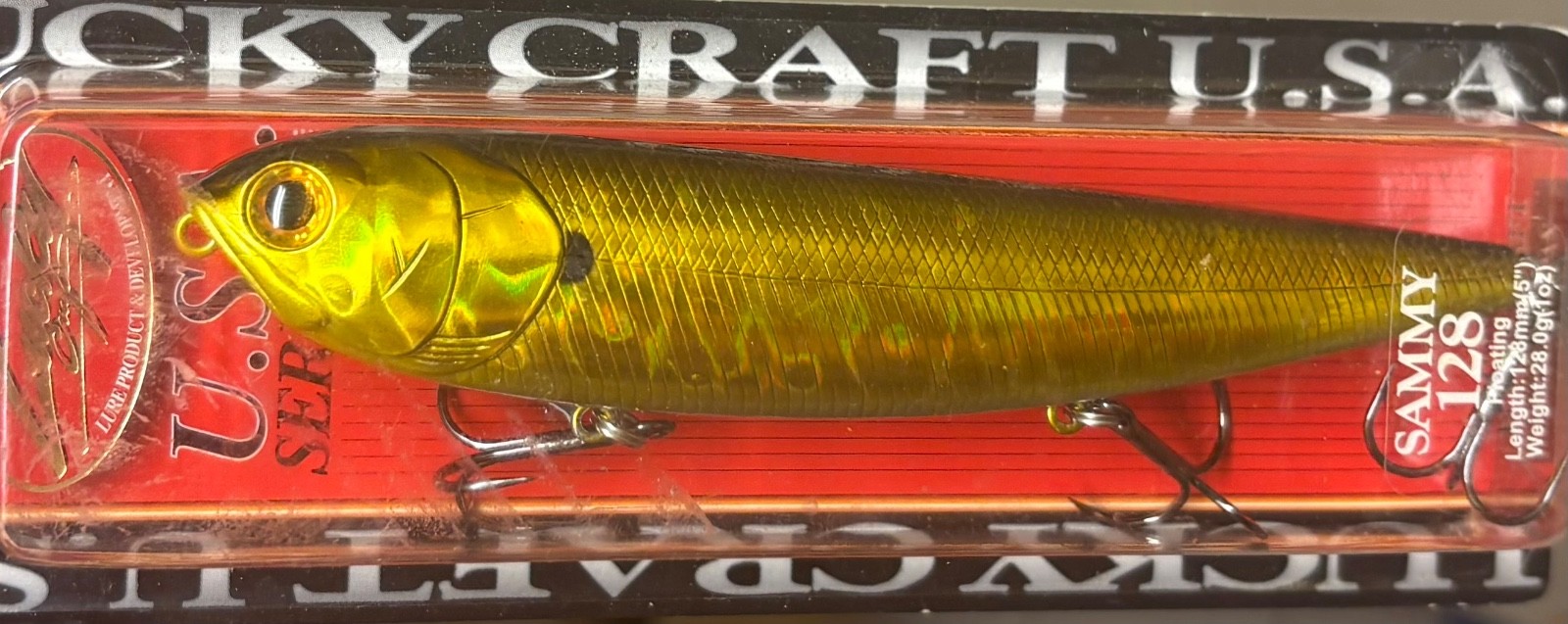 LUCKY CRAFT SAMMY 128 Topwater 5” 1 oz Walking Bass Fishing Lure - Aurora Gold