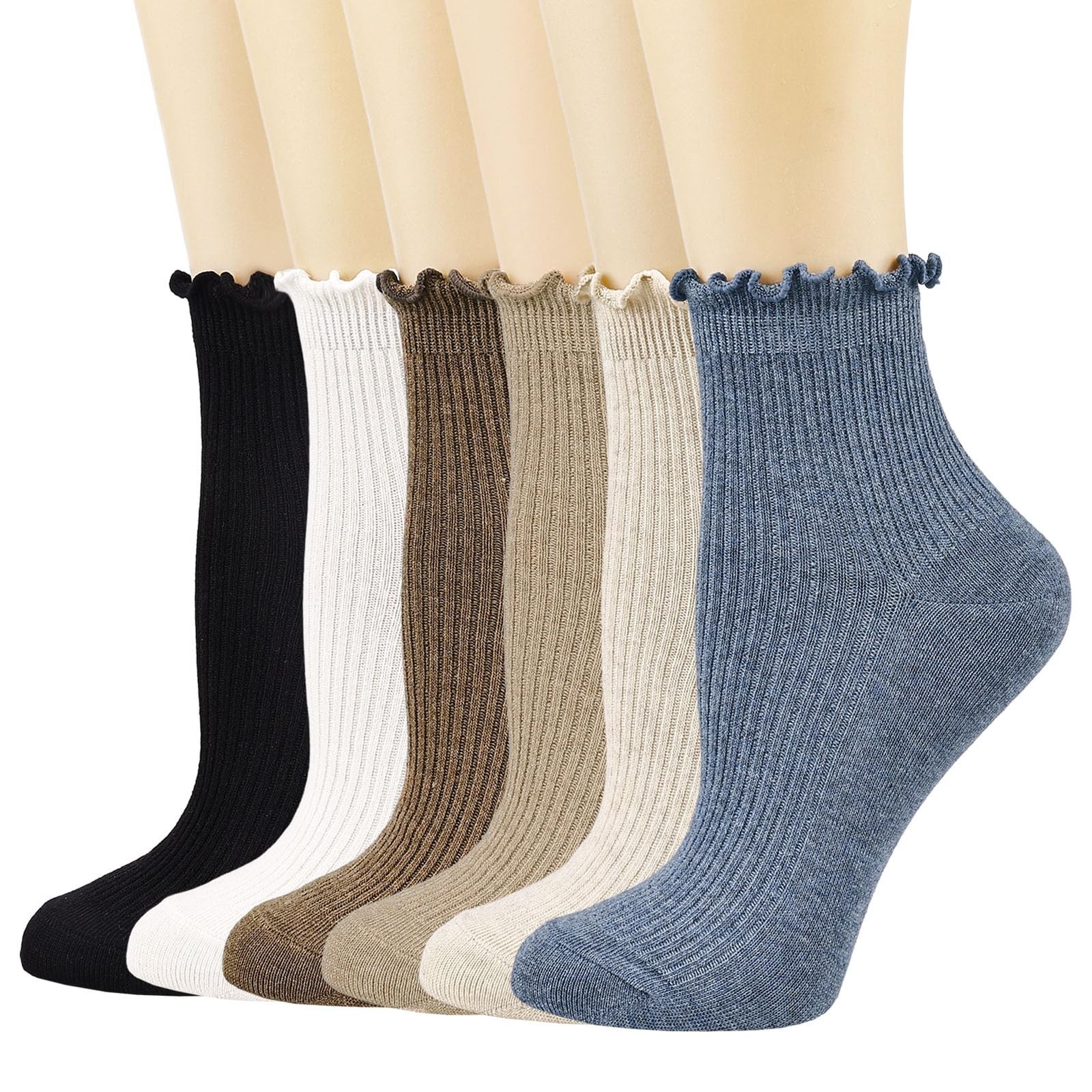 Mcool Mary Womens Crew Socks Ruffle Casual Cotton Frilly Breathable Cute Knit...