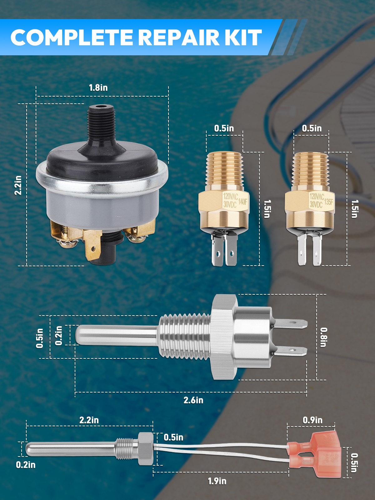 Pool Heater Repair Kit For Pentair Sta Rite Mastertemp & Max-E-Therm 42002-0024S