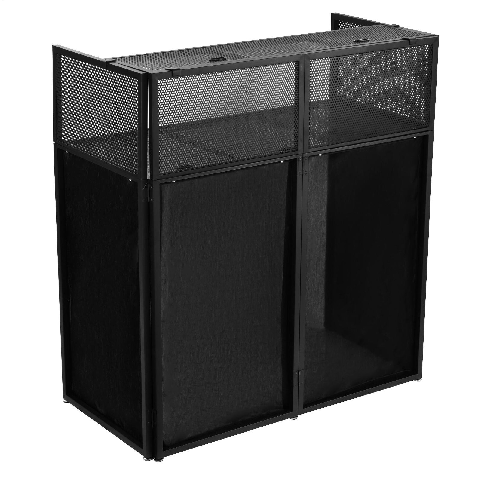 Portable DJ Booth Table,Foldable DJ Table Stand with White & Black Scrim,