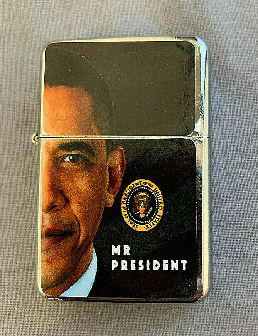 Mr. President Obama 2012 Windproof Refillable Flip Top Oil Lighter