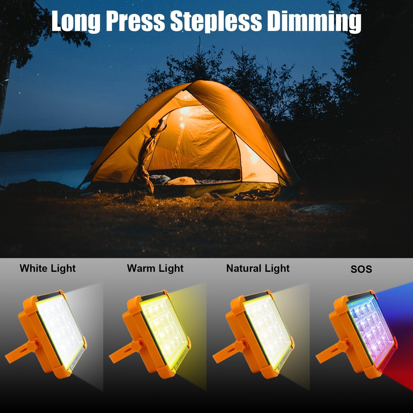 650W Solar Rechargeable Work Light–100LM Portable LED Flood Light with Stand US