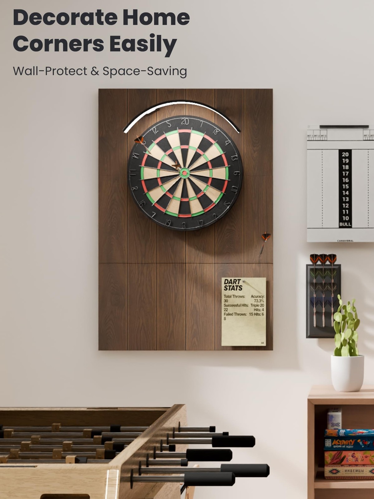 FLUXYNARA Felt Dart Board Wall Protector Foldable Square Surround Protector B...