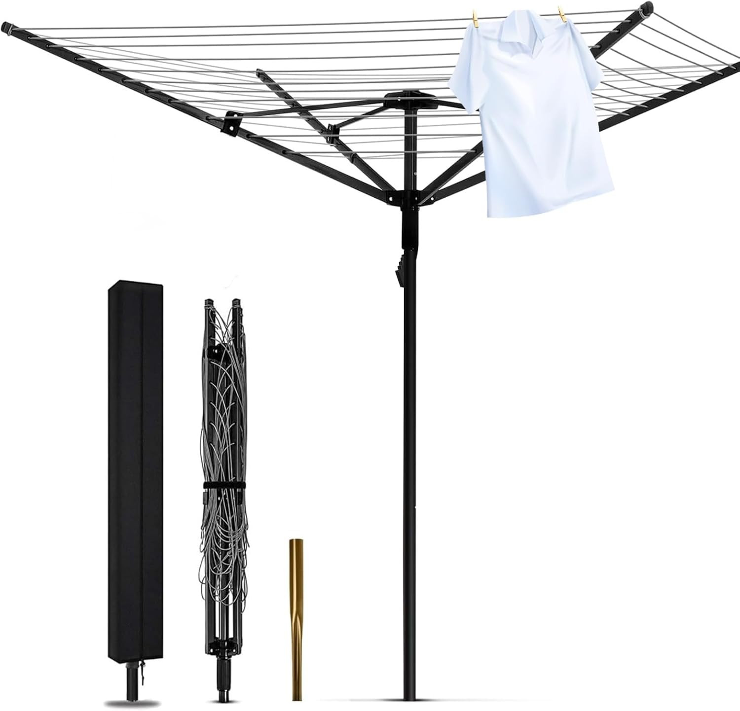 165 Feet Rotary Outdoor Umbrella Clothesline Aluminum 4 Arm Drying Rack | Steel