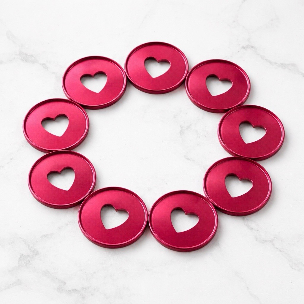 Large Discbound Planner Discs Pink Metal 1.25” Heart Cutout Set of 11