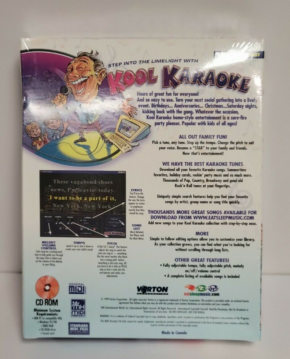 Kool Karaoke w/Microphone CD-Rom Windows 95/98 & IBM PC