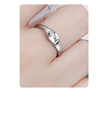 Human face silver toe ring
