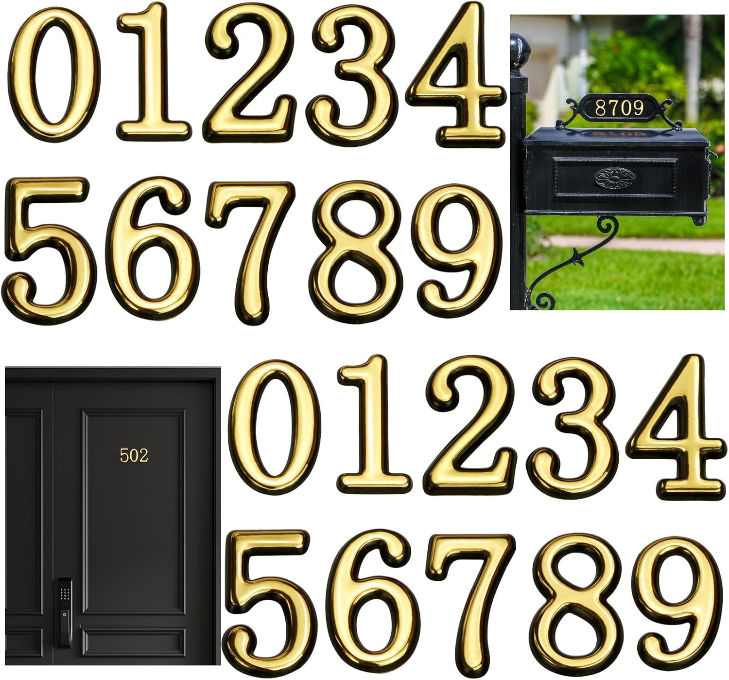30 Pieces Mailbox Numbers for Outside 2 inch 0-9 Self-Adhesive Mail Box Numbers,