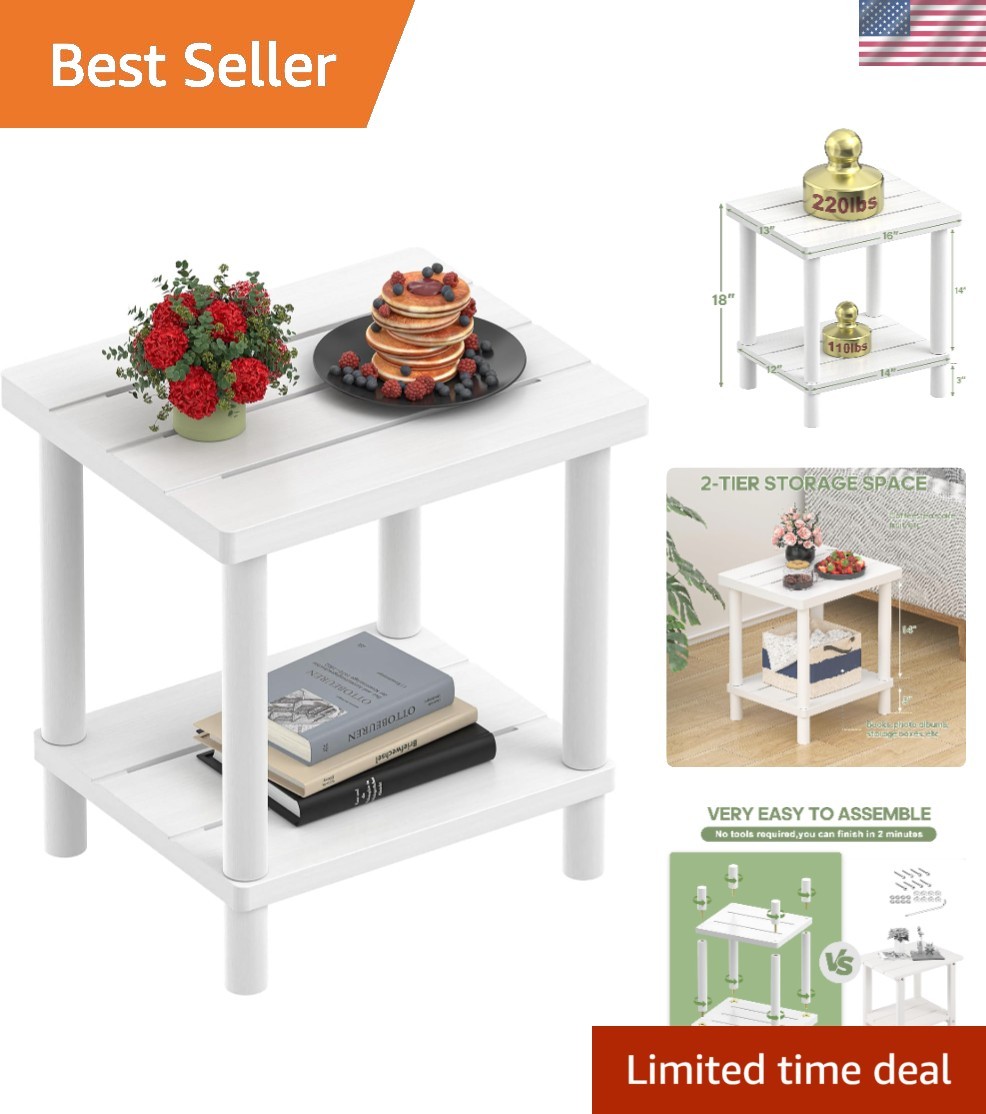 Outdoor Side Table, 2-Tier Small Outdoor Table for Patio, Adirondack Side Tab...