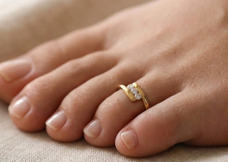 Lab Created Diamond Womens Cute Small Adjustable Toe Ring 925 Silver Bridal Gift
