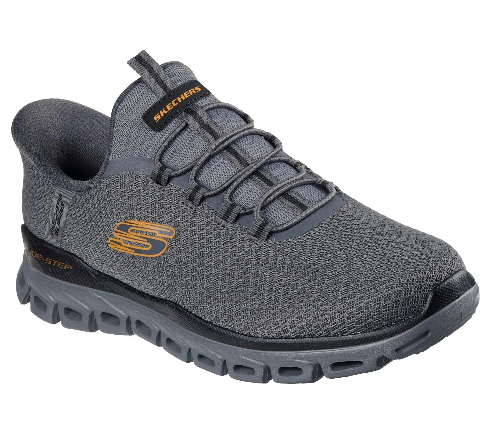 Skechers Shoes Charcoal Sport Mens Bungee Slip Ins Glide Step Memory Foam 233010