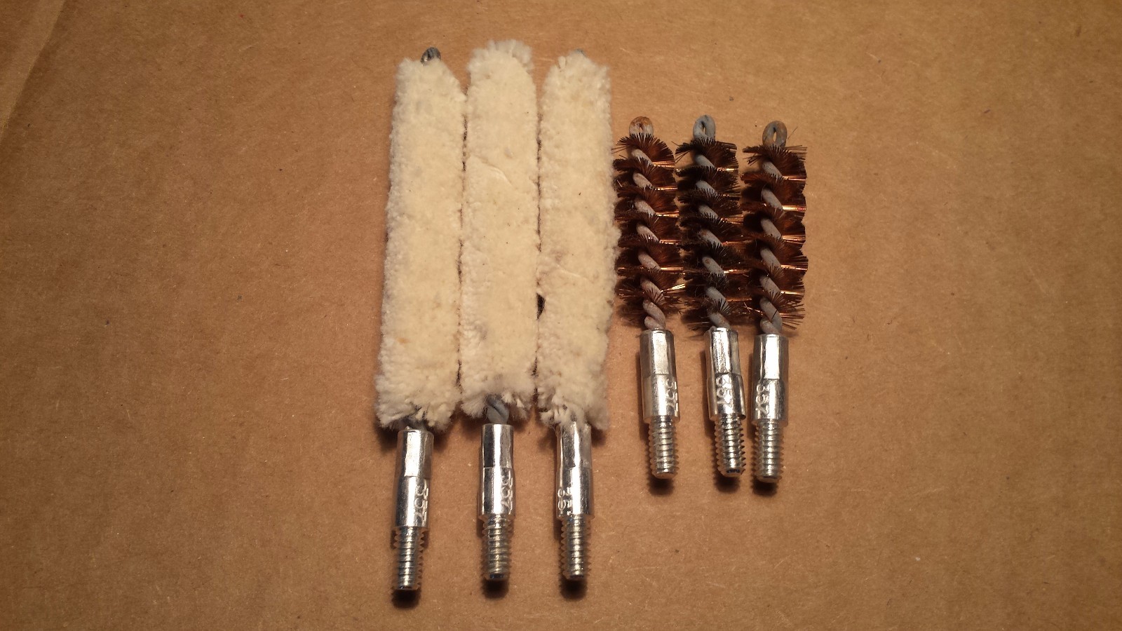 Bore Cleaning (3) Brushes & (3) Swabs for .38 .357 380 9mm Caliber Guns Pistols