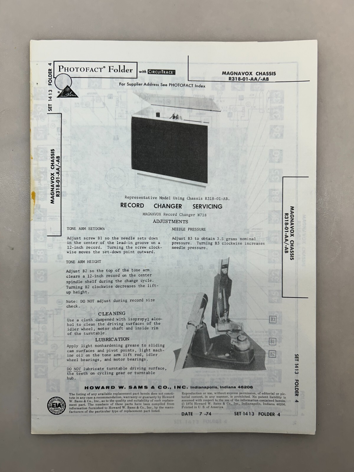 Magnavox R318-01 Service Manual Sams Photofact Free Shipping