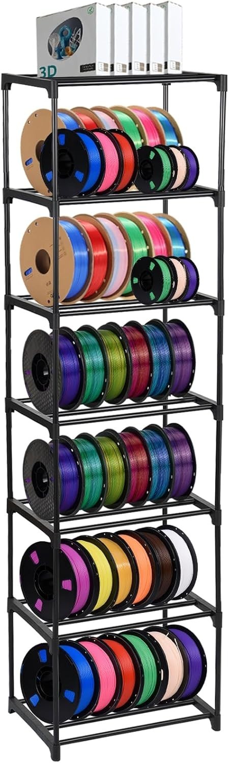 7-Tier Metal Filament Storage Rack for 3D Printers - Tool-Free Assembly