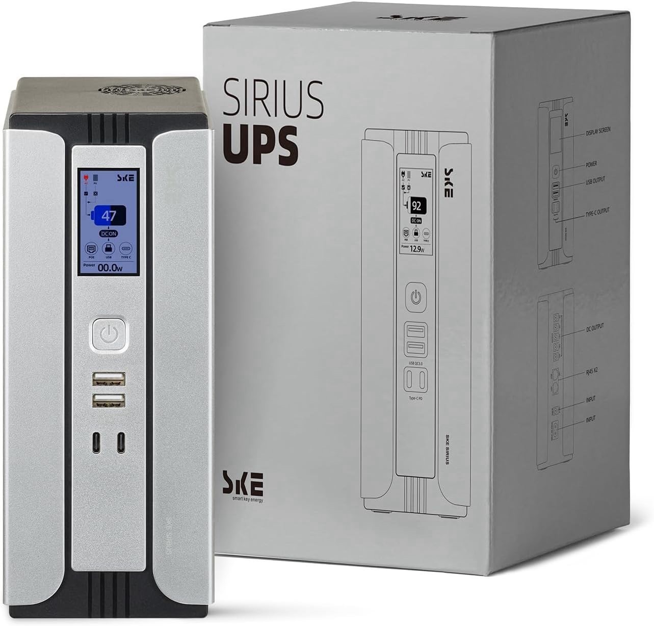 UPS Battery Backup Surge Protector for Computer Security Cam Solar Charging LCD
