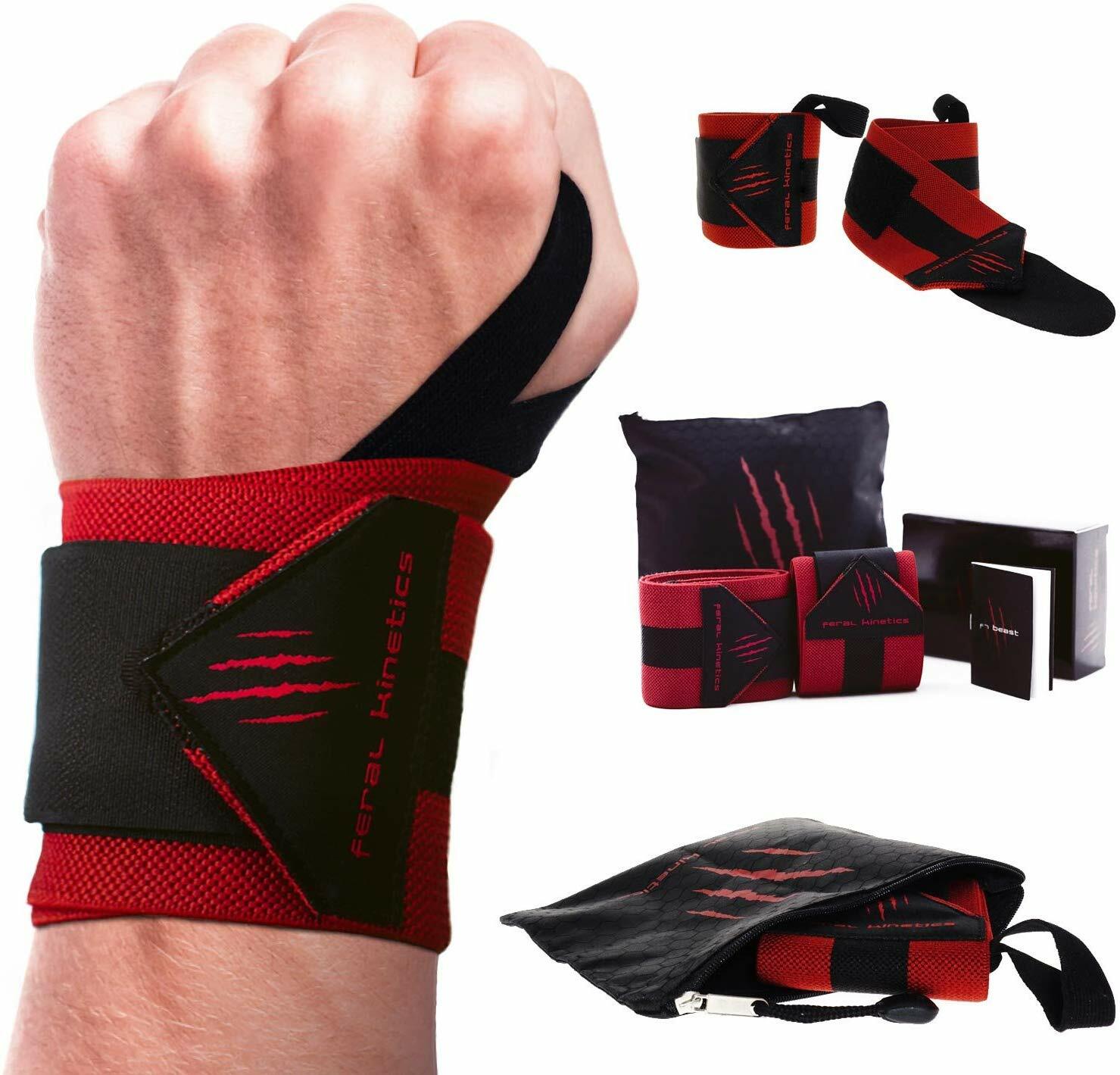 Feral Kinetics ​F1 Beast Weightlifting Wrist Wraps w Thumb Loops 18" X 3" Pair