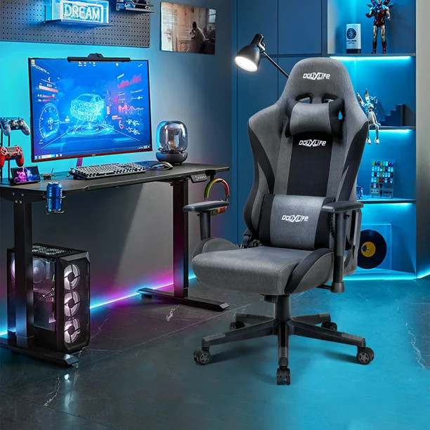 Douxlife Fabric Video Gaming Chairs for Adults/Kids Ergonomic Comfy Cloth Racing