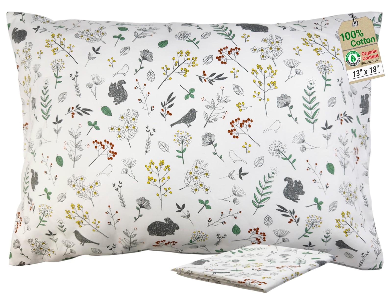 ZPECC Toddler Pillow with Pillowcase - 13x18 2 Piece Set 13"x18", Nature