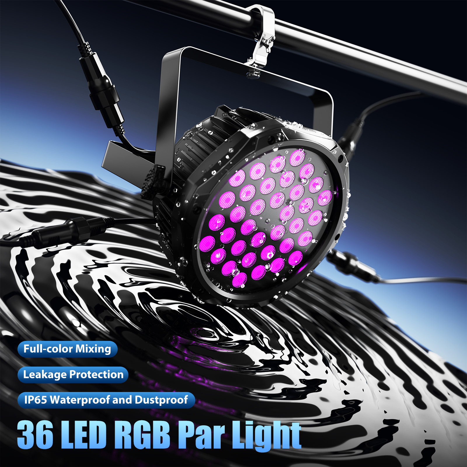 36x10W RGB Waterproof Par Can With Multiple Effects For Outdoor Pool Party