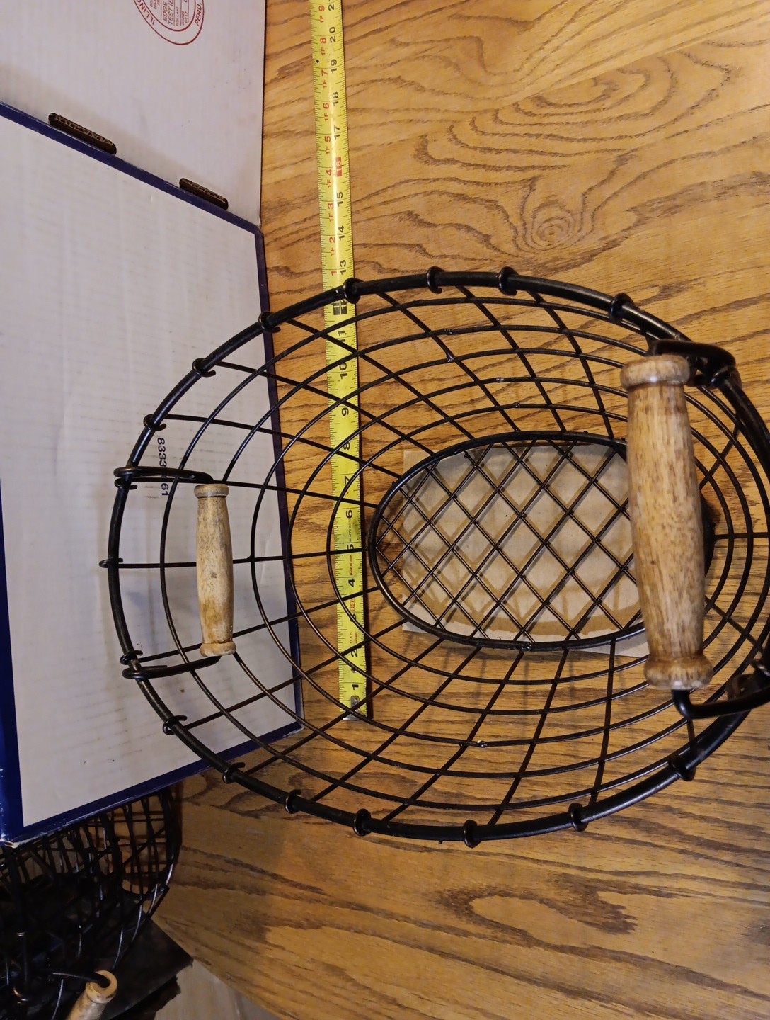 14 In X 10In Wire Basket With Wood Handles